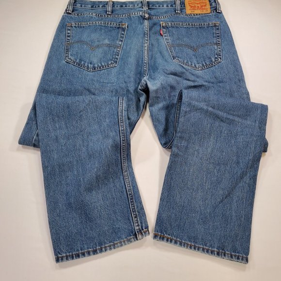 Levis 505 Jeans Mens 38x34 Heavy Blue Denim Regular Fit Straight Leg Classic - Picture 8 of 16